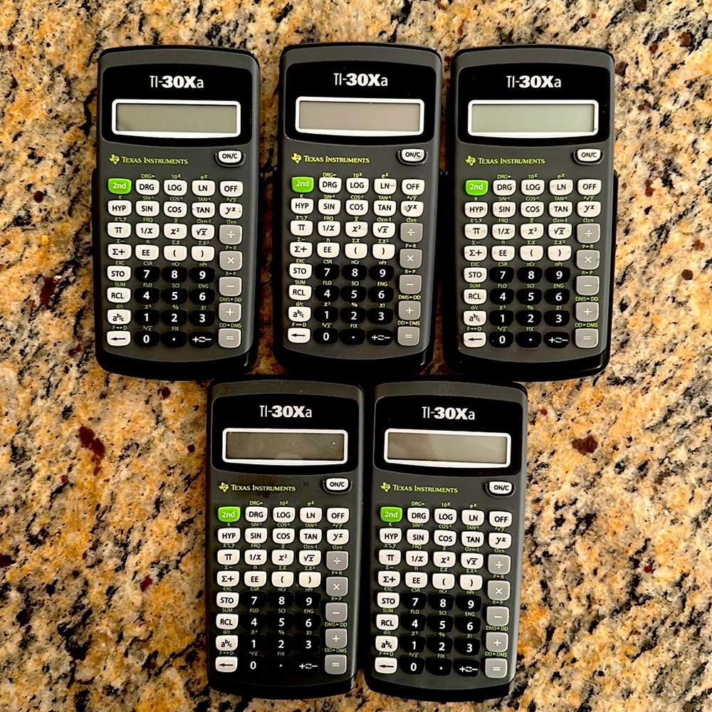 🧮5 TI-300Xa Calculators. 3 with the back case. They all work. EUC